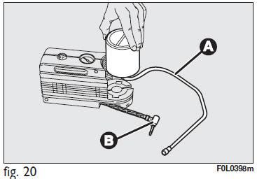 schema del corretto utilizzo del kit di riparazione rapida con compressore