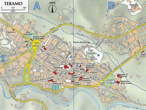 Mappa della zona di Teramo con evidenziata la Via Cameli, 15/23
