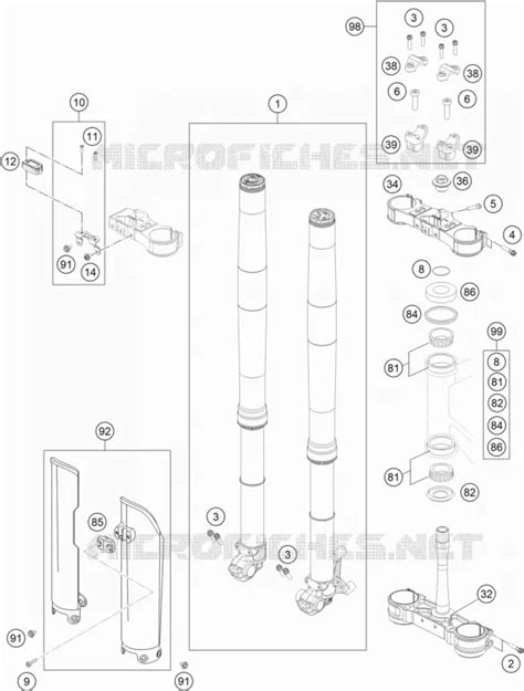 Esploso forcella e cannotto di sterzo KTM 1190