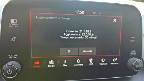 Schermata di aggiornamento software auto