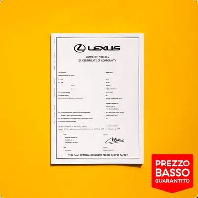 Certificato di garanzia Lexus Relax Plus