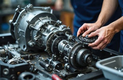 Mechanic performing maintenance on a Volvo engine