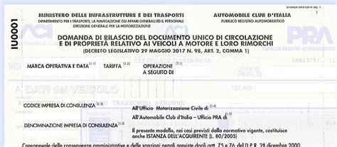 Schema Documento Unico Circolazione e Proprietà