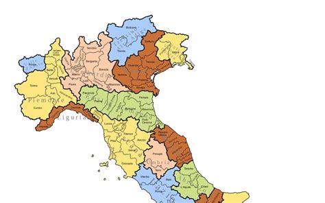 Mappa dell'Italia Centrale con indicazione delle province menzionate