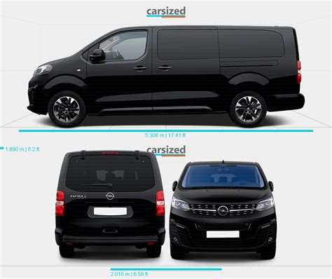 Schema comparativo delle lunghezze delle versioni S, M, L della Zafira Life