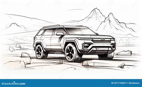 Illustrazione di un SUV su terreno accidentato