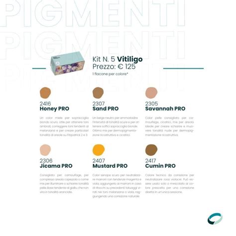 Palette colori pigmenti per dermopigmentazione