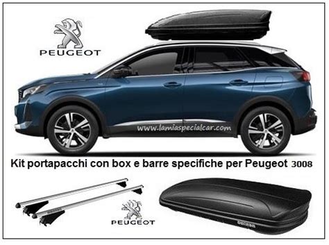 Peugeot 3008 con railing tetto integrati e barre portatutto installate