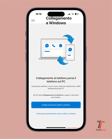 Schermata dell'app Collegamento al telefono di Microsoft
