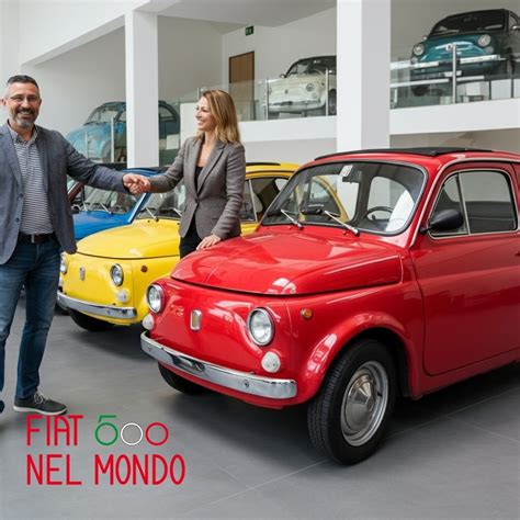 Immagine di una Fiat 500 d'epoca in un contesto montano