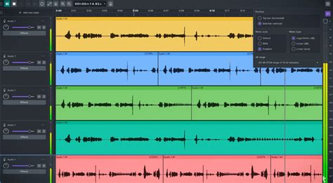 Interfaccia di Audacity che mostra un progetto audio con diverse tracce