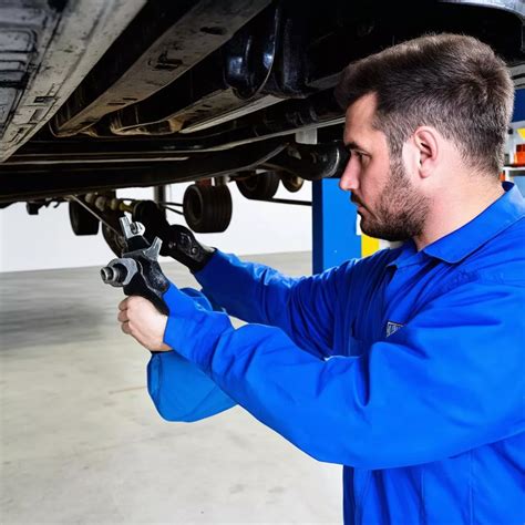 Meccanico che controlla uno sterzo di un'auto