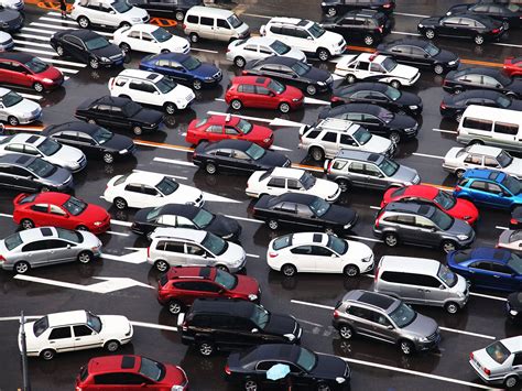 Traffic jam with cars showing stop-and-go driving