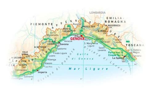 Mappa della Liguria con punti di interesse per camperisti