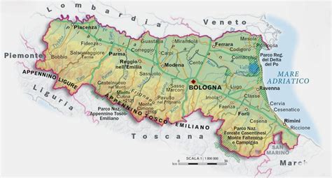 Mappa storica della Romagna con i principali centri citati