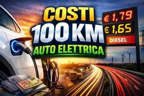 Grafico confronto costi per 100 km (elettrico vs benzina)