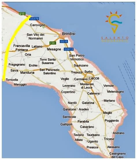 Mappa del Salento con Gallipoli evidenziata