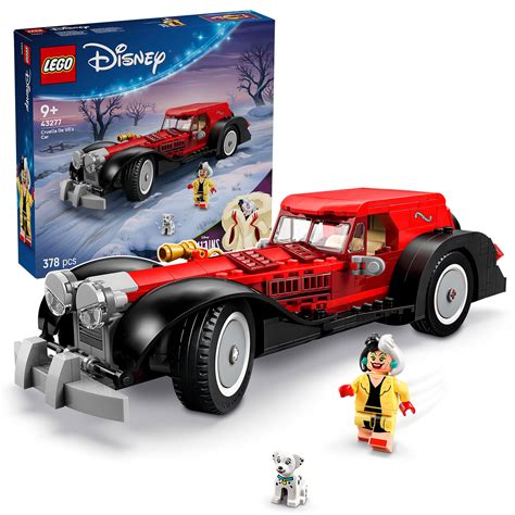 Minifigure LEGO di Crudelia De Mon e la sua auto