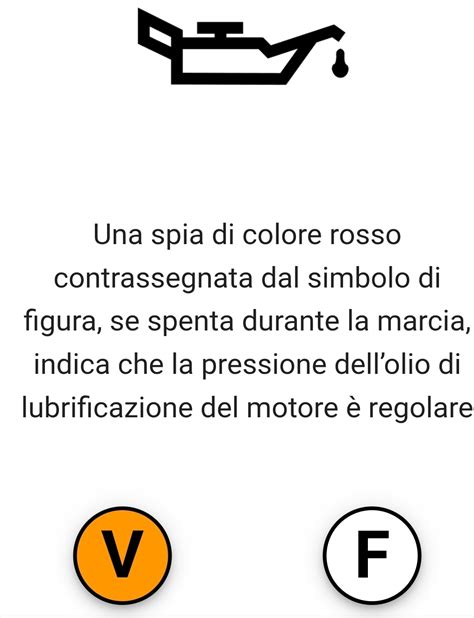 Simbolo di avaria motore e spia pressione olio