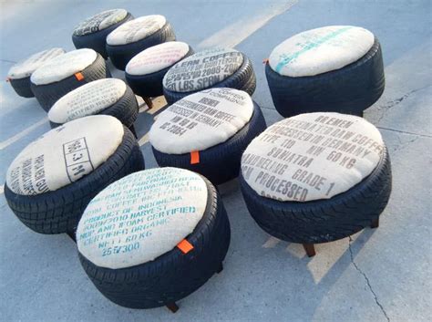 Pouf realizzati con pneumatici riciclati