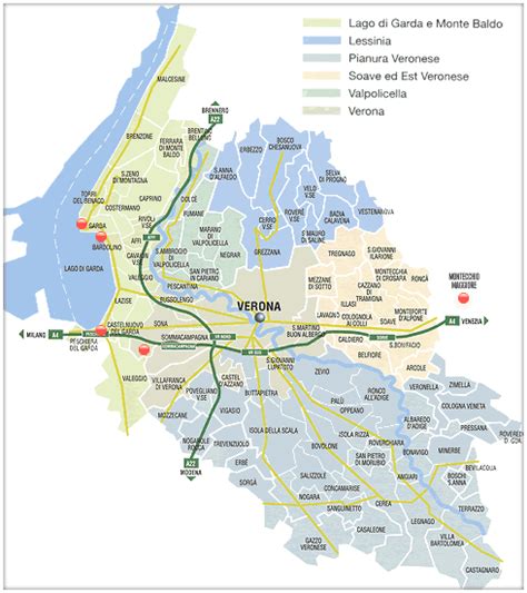 Mappa della provincia di Verona con punti di interesse
