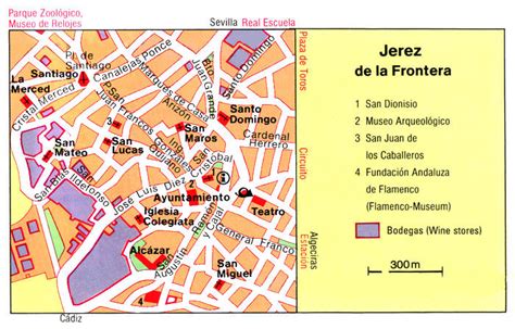 Mappa di Jerez de la Frontera con evidenziati i principali punti di interesse