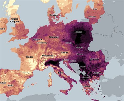Mappa dell'inquinamento atmosferico nelle città