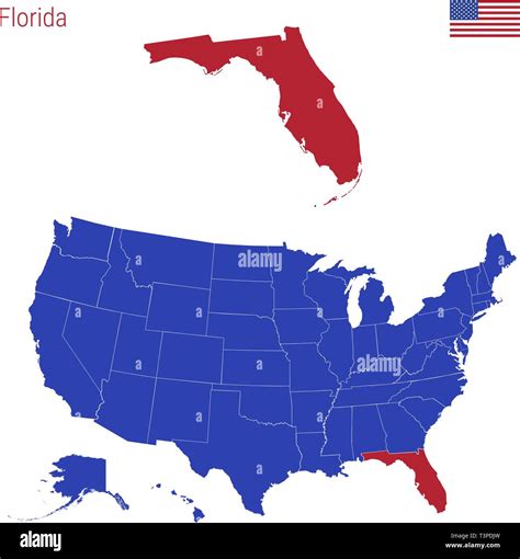 Mappa degli Stati Uniti con evidenziata la Florida e le principali attrazioni turistiche