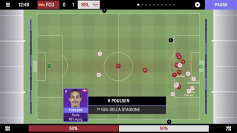 Interfaccia del videogame di simulazione calcistica