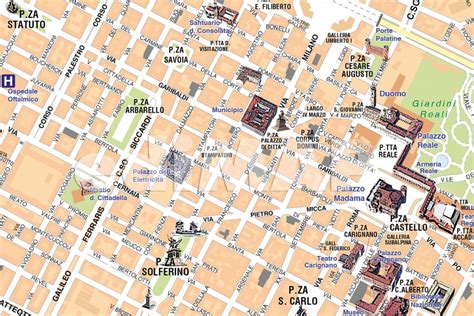 Mappa di Torino con evidenziata la via Ala di Stura