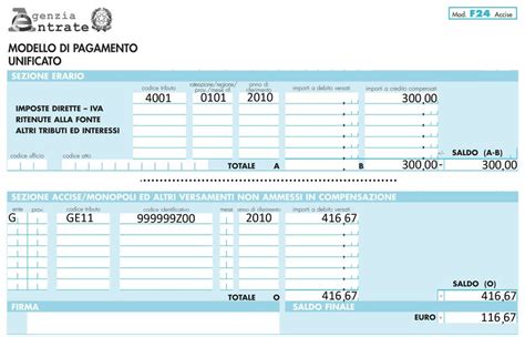 Modello F24 per la compensazione del credito accise