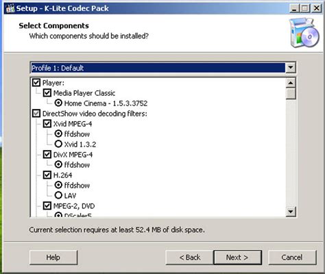 Tabella comparativa delle diverse versioni di K-Lite Codec Pack