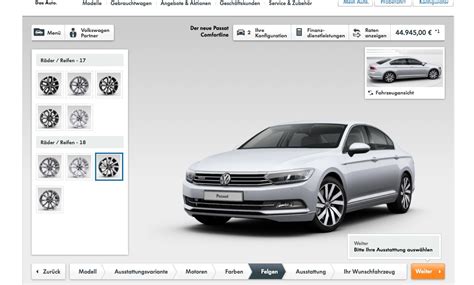 Volkswagen configurator interface screenshot