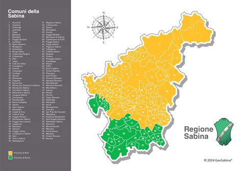 Mappa della Sabina con Magliano Sabina evidenziata