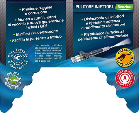 Infografica sui vantaggi del BCR pulitore iniettori