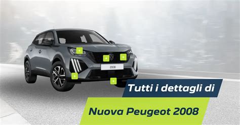 Dettagli frontale Peugeot 2008 con luci a zanna