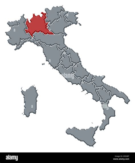 Mappa dell'Italia con evidenziate Campania e Lombardia