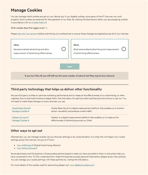 Schermata di avviso sui cookie di un sito web