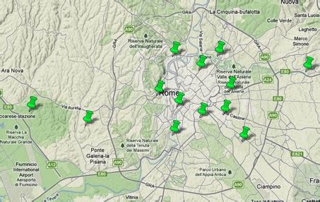 Mappa delle stazioni di monitoraggio del traffico veicolare nel Lazio