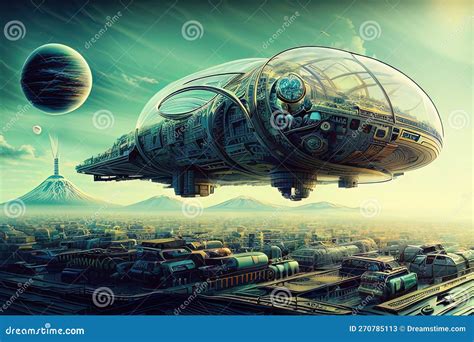 Dinosauro ibrido in un paesaggio urbano futuristico