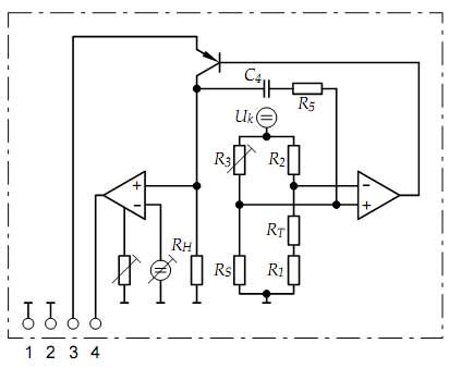 Schema interno di un debimetro a film caldo