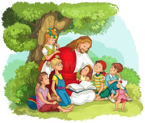 Bambini che giocano e Gesù che li accoglie