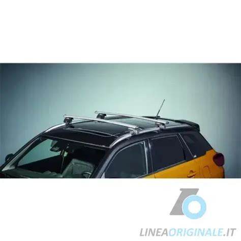 Suzuki Vitara con barre portatutto sul tetto che trasporta attrezzatura sportiva