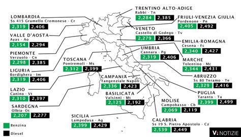 Mappa prezzi benzina Italia