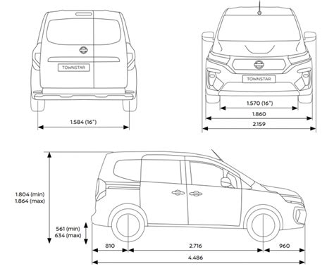 Diagramma delle dimensioni interne Nissan Townstar