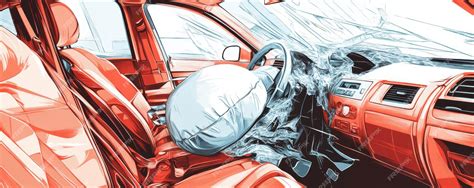 Illustration of airbag deployment in a car