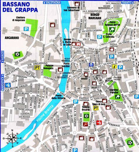 Mappa di Bassano del Grappa con indicazioni delle concessionarie auto e centri assistenza