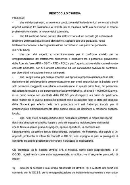 Schema di protocollo d'intesa del Comune di Modena