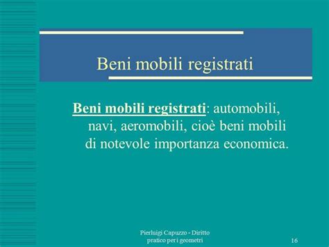 Schema che illustra la categoria dei beni mobili registrati