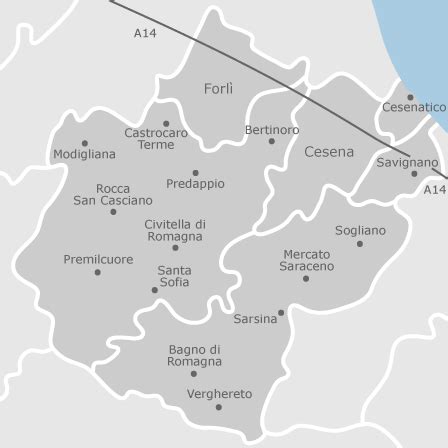 Mappa della provincia di Forlì-Cesena con punti vendita Ford